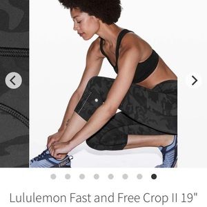 Lululemon Fast and Free Crop II 10” sz 6 camo